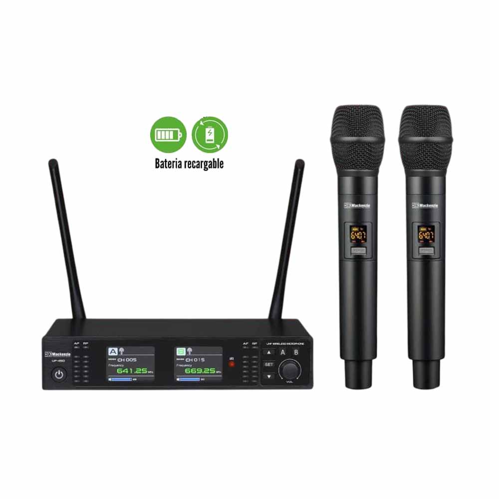 Mackenzie Uhf-450 Sistema Micrófonos Inalámbricos Dobles