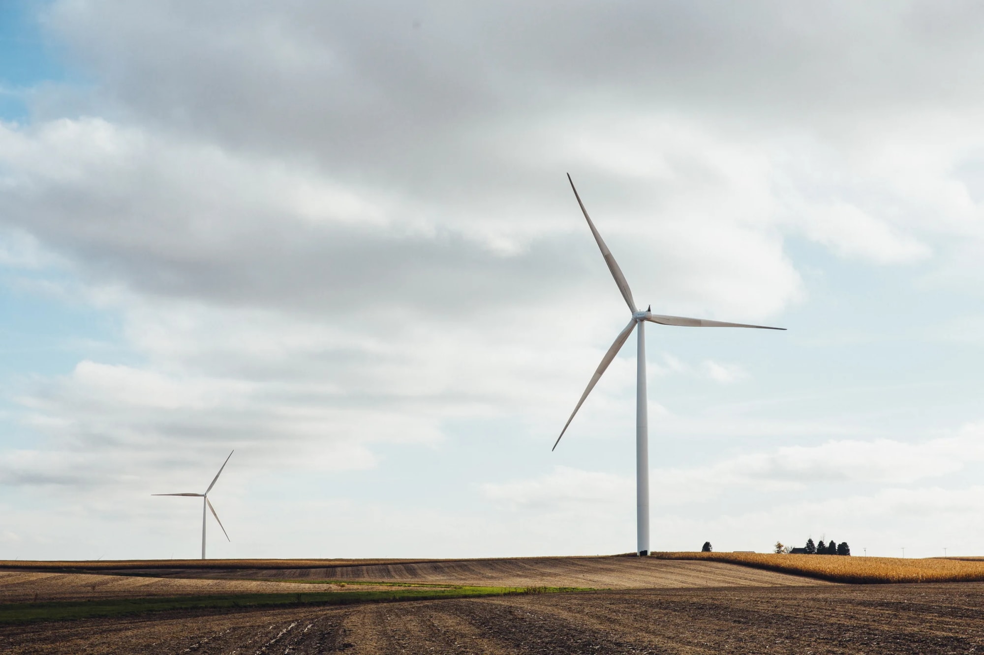 Wind turbines across open farmland