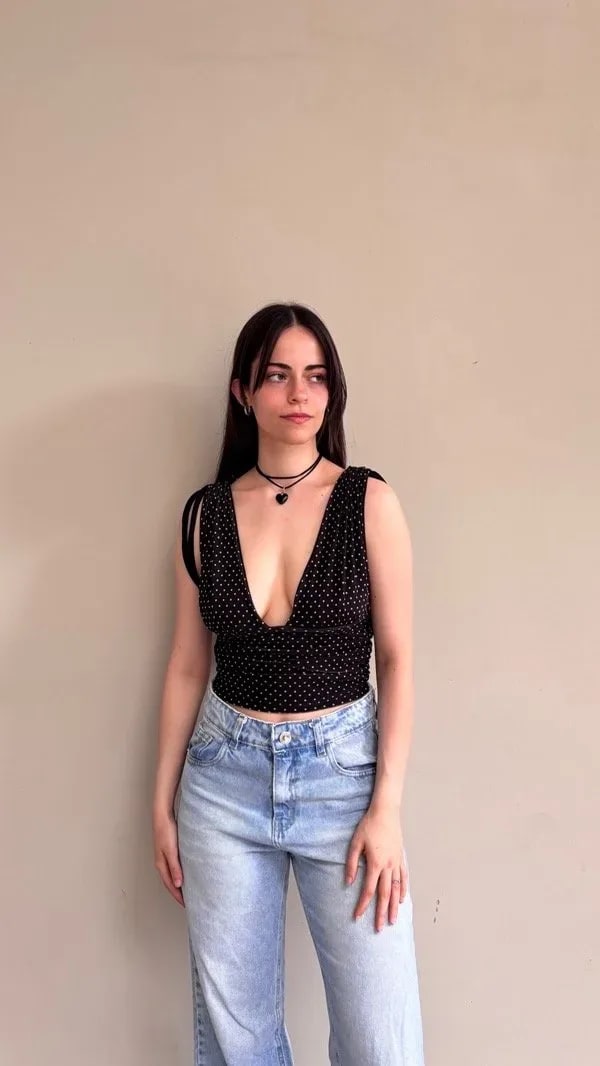 Top Escote V Polka
