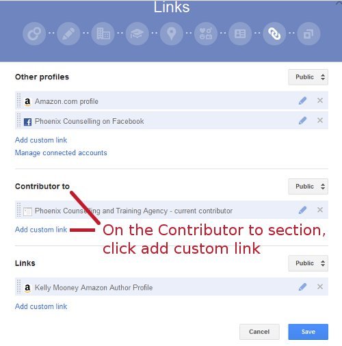 Add a custom link to Google+ Profile