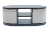 Black and gray oval coffee table with 2 storage stools