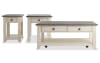 White and gray storage coffee with end & chairside table set.