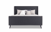 Dark gray full size upholstered panel bed.