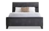 Queen size gray upholstered panel bed.