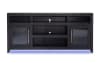Black TV stand with two storage cabinets.