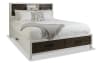 Brown and white bookcase storage bed.