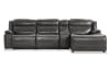 Gray Leather Power Reclining 4 Piece Right Arm Facing Chaise Sectional