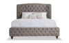 King size gray upholstered panel bed.