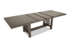 Gray extendable dining table.