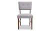 Gray upholstered panel back dining chair.