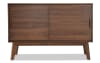 Walnut server with hidden shelving.