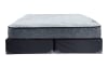 Gray mattress on top of a split foundation