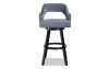 Gray upholstered counter height stool.