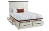Queen white and cherry storage platform bed