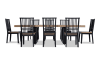 9 piece black and oak dining set.