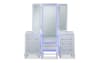 White 6 drawer lighted make-up vanity set with bi-fold mirror.