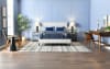 Dark blue plush mattress with beige trim