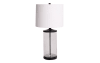 Blackened bronze and glass table lamp with USB port.