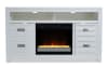 White electric fireplace with two storage cabinets