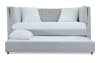 Gray twin size upholstered daybed with pull out trundle bed.