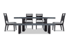 6 Piece Brown & Gray Panel Back Upholstered Dining Set with Bench