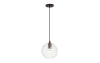 Blackened bronze pendant with clear glass globed shade.
