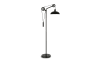 Blacked bronze floor lamp with adjustable pulley system.
