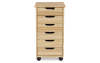 Natural 6 Drawer Solid Wood Rolling Cart