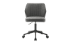 Gray upholstered adjustable height office chair with wheels.