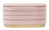 Blush velvet storage bench.