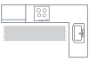 Illustration of an L shaped kitchen counter with a gray runner