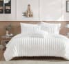 Ivory solid faux fur comforter set
