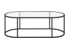 Oval glass top coffee table with black metal base