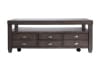 Brown wood rectangular coffee table with 6 drawers for storage