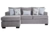Gray two piece left arm chaise sectional with accent pillows