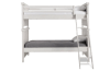 White twin size bunk bed with trundle bed and storage.