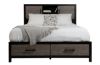 Gray and black full size bookcase storage bed that is great for small bedrooms.