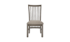 Gray slat back dining chair.
