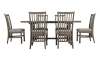 Gray dining table and 6 chairs.