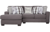 Gray 3 piece left arm facing sectional with accent pillows