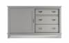 Gray 3 drawer dresser with storage cabinet.
