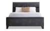 Queen size gray upholstered panel bed.