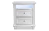 White 2 drawer nightstand with illuminated shelf.
