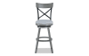Gray cross back upholstered bar height stool.