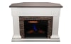 White and brown corner electric fireplace