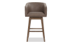 Brown Faux Leather Solid Back Upholstered Adjustable Height Swivel Stool