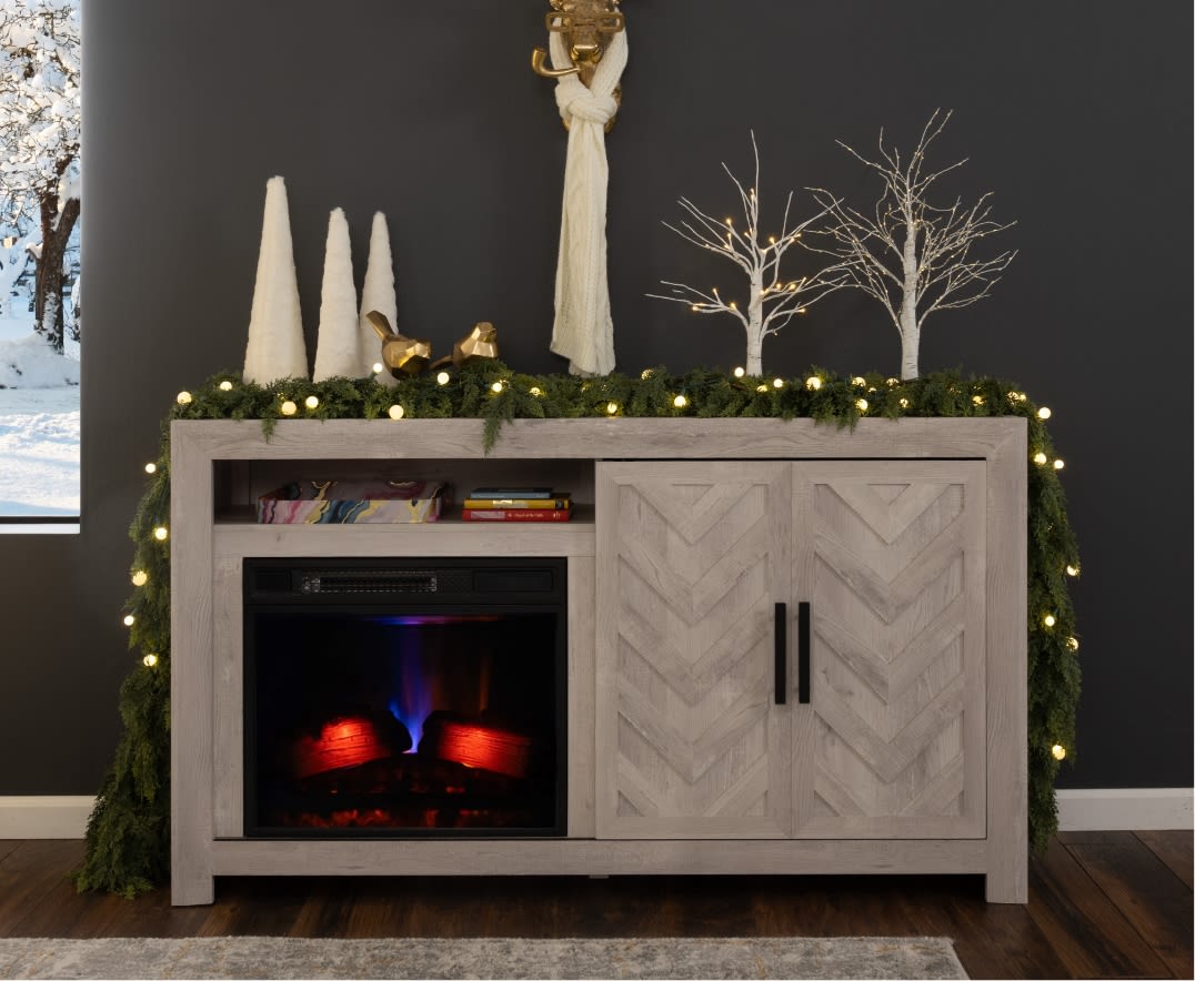 Gray electric fireplace