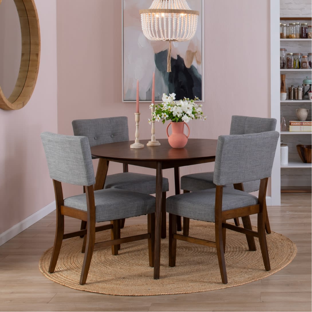 Gray and brown 5 piece round dining set