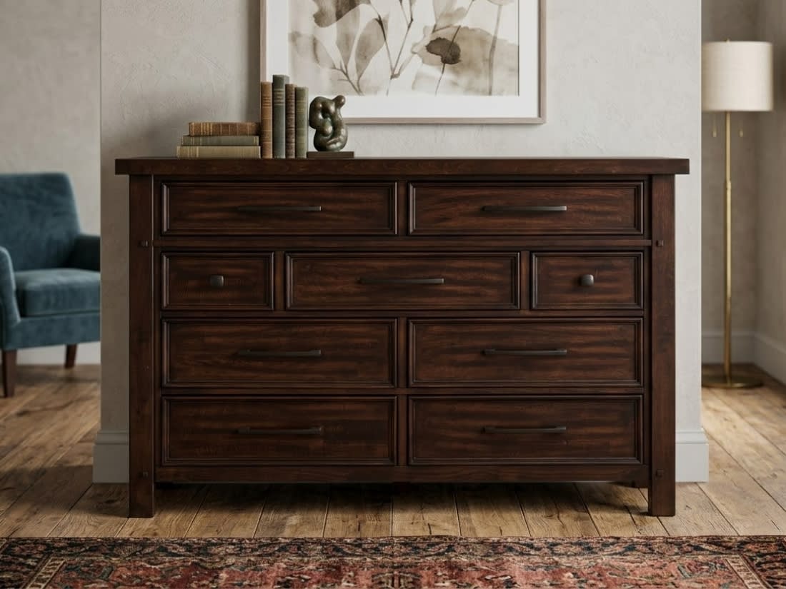 Hudson Pecan 9 Drawer Dresser