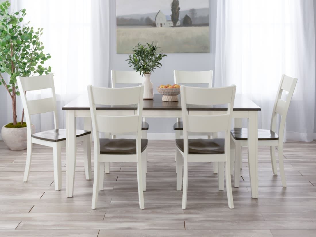 Blake 7 Piece White & Gray Extendable Dining Set